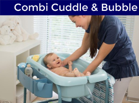 bébé dans sa baignoire Cuddle & Bubble