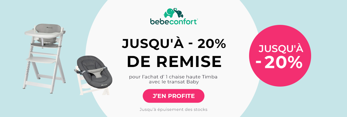 Bebeconfort : 1 chaise haute Timba avec transat Baby = jusqu'à - 20% de remise