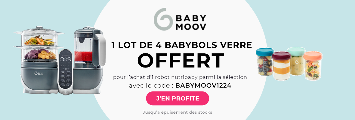 Babymoov : 1 robot nutribaby = 1 lot de 4 babybols verre offert