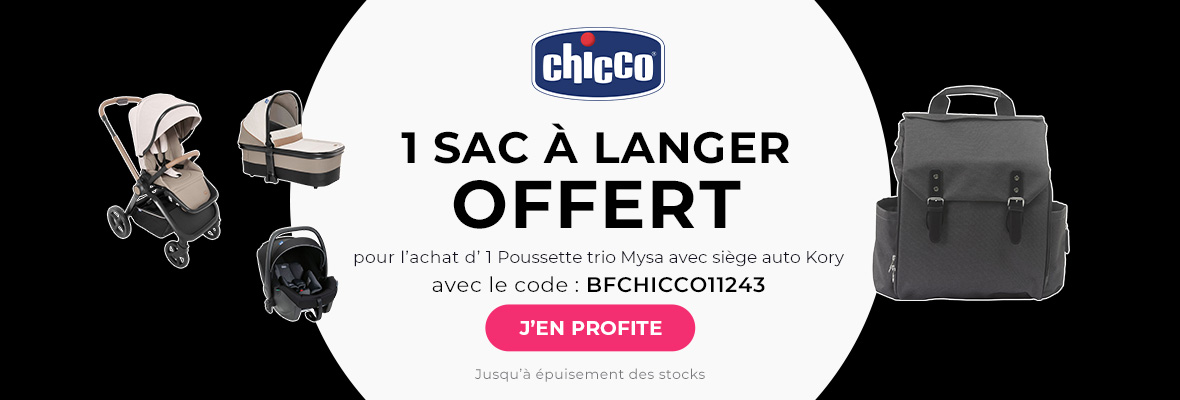 Chicco : 1 pack poussette trio Mysa acheté = 1 sac Offert