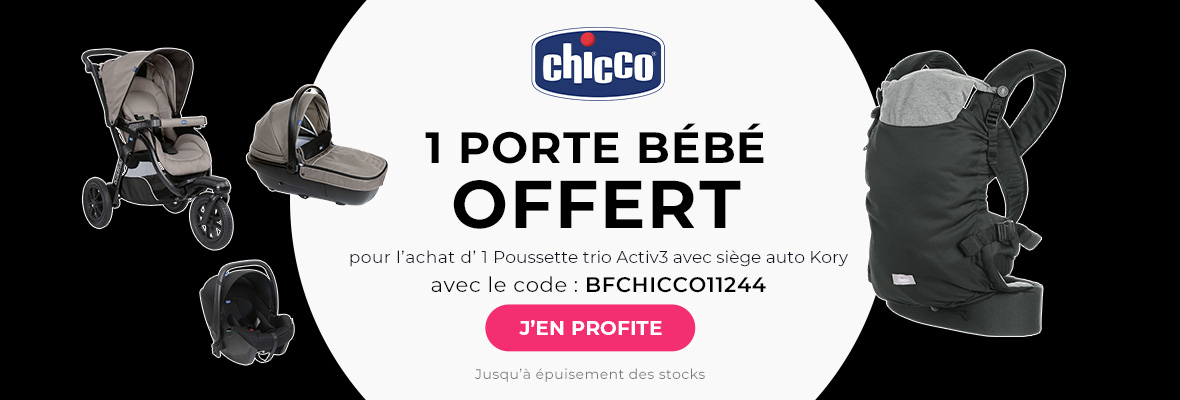 Chicco : 1 pack poussette trio Activ3 = 1 porte bébé Skin Fit Offert