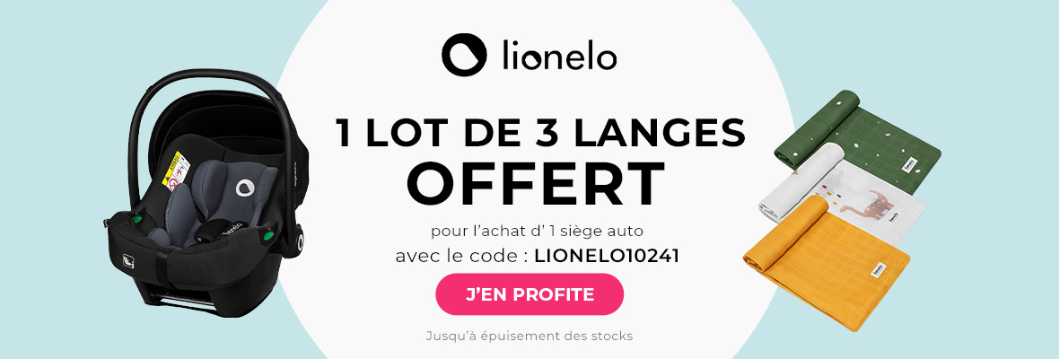 Lionelo : 1 siège auto acheté = 1 lot de 3 langes offert