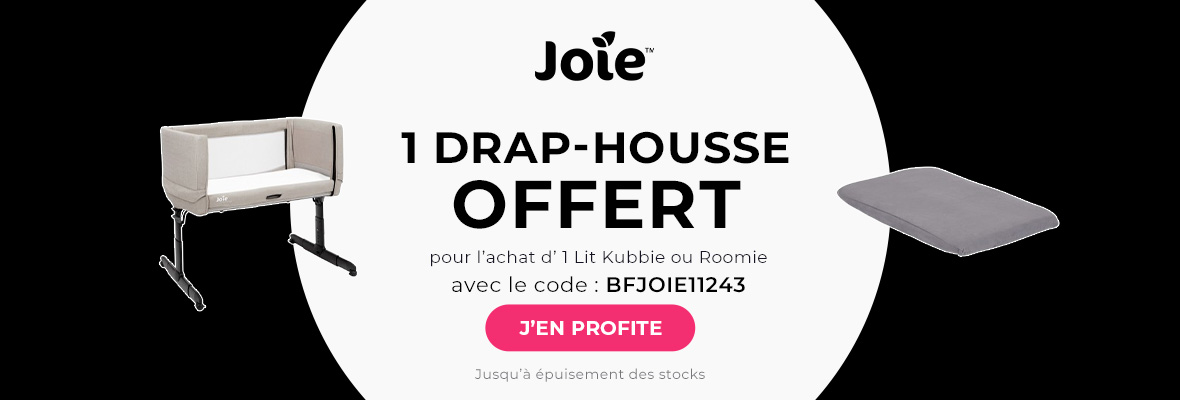 Joie : 1 lit parapluie Kubbie ou Roomie acheté = 1 drap housse offert