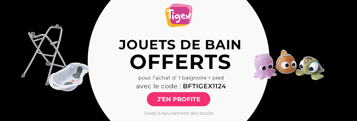 Tigex : 1 baignoire + pied = 1 jouet de bain aspergeurs offerts