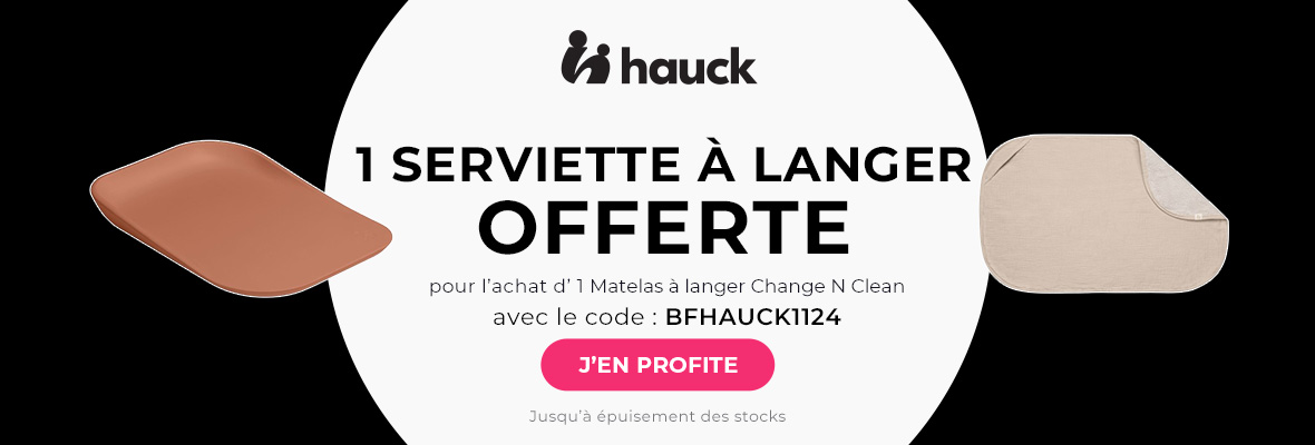 Hauck : 1 matelas à langer Change N Clean acheté = 1 serviette à langer offerte