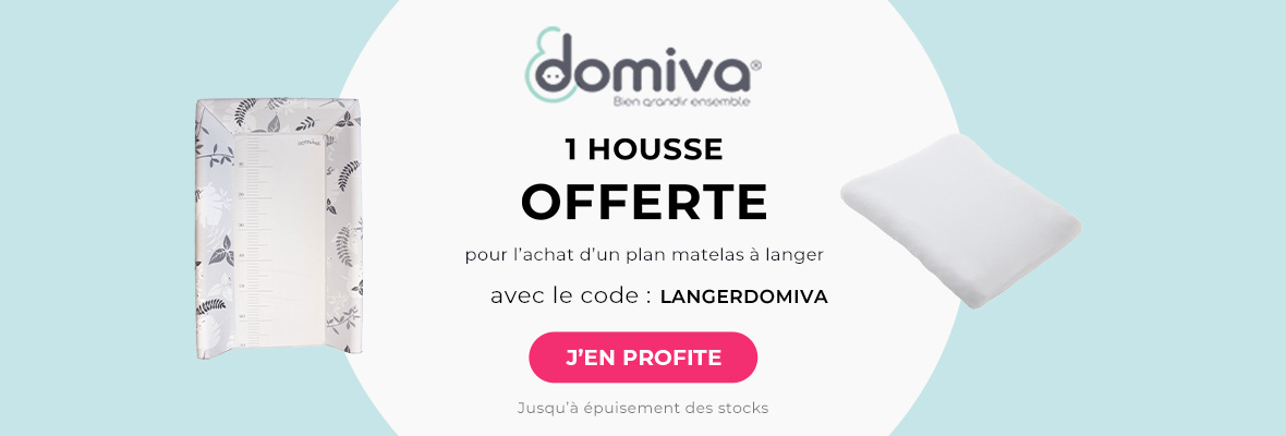 Domiva : 1 plan matelas à langer achété = 1 housse matelas à langer offerte